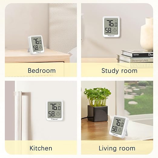 Geevon 4 Pack Mini Digital Hygrometer Gauge Indoor Thermometer – LCD Monitor - Image 8