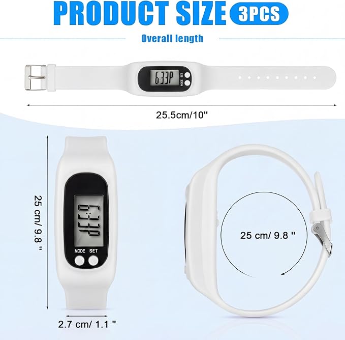 Silicone Fitness Tracker Watch 3 Pcs Walking Running Pedometer Calorie Burning - Image 2