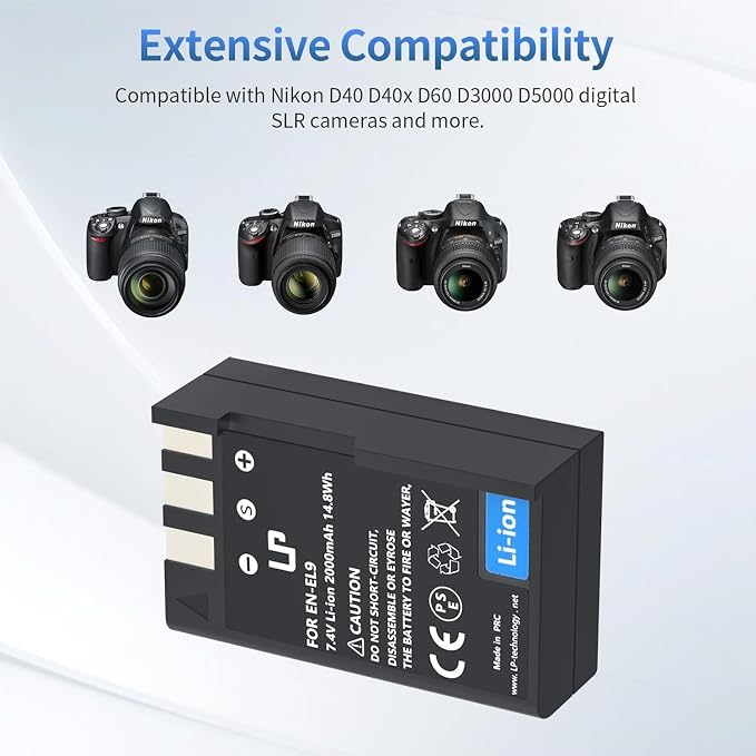 LP EN-EL9 EN EL9a Battery, 2000mAh Replacement Battery Compatible - Image 4