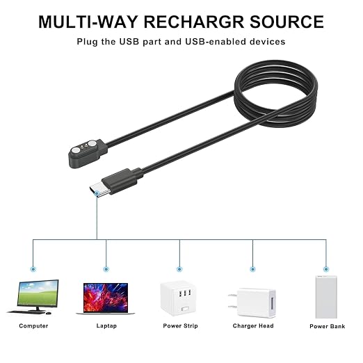 Vancle 2 Pack VeryFit Smartwatch Charger Cable, Magnetic USB Charging Cable - Image 5