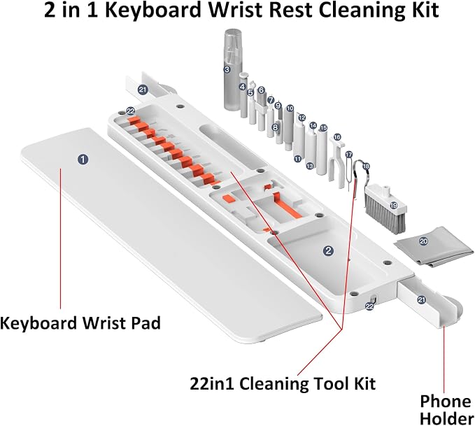Keyboard Wrist Rest Pad with Cleaning Kit 22 in 1, Comfortable Ergonomic Wrist - Image 6