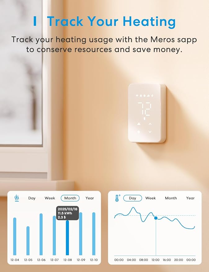 meross Matter Smart Thermostat for Electric Baseboard Heater, Works - Image 7