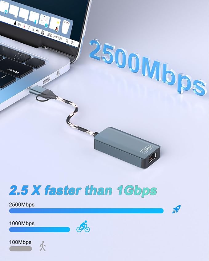 2.5gb USB Ethernet Adapter, Type-C to RJ45 Network Internet 2.5Gbps, 2.5G USB C - Image 3