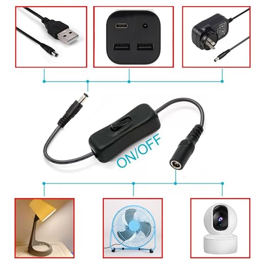 ChenYang DC Power Switch Extension Cable DC 5.5x2.1mm Male to Female - Image 3