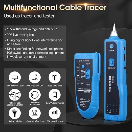 Cable Tracer Ethernet Network Cable Tester RJ45 RJ11 - Image 3