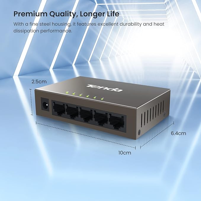 Tenda 5 Port Fast Ethernet Switch | Ethernet Splitter | 5 x 10/100Mbps Ports | - Image 3