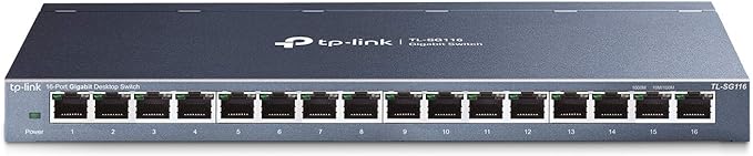 TP-Link 16 Port Gigabit Ethernet Network Switch, Desktop/ Wall-Mount, Sturdy by TP-Link