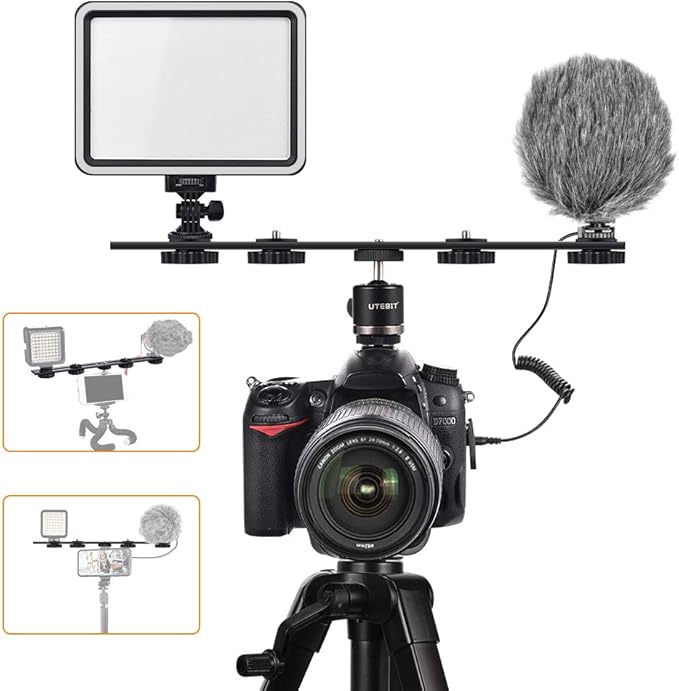 UTEBIT 11 inch Flash Bracket, Long Dual Camera Mount Flash Bracket Extension Bar - Image 3