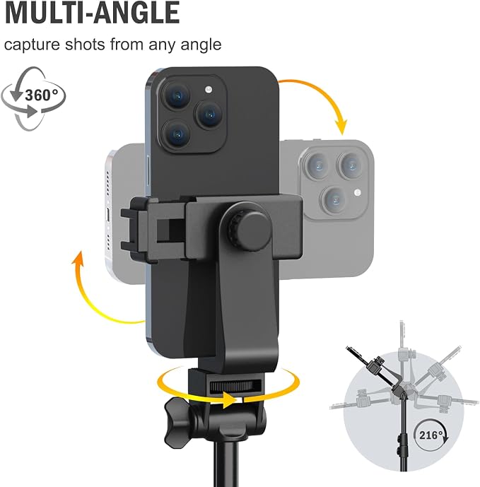 Liphisy 64” Tripod for Cell Phone & Camera, Phone Tripod - Image 3