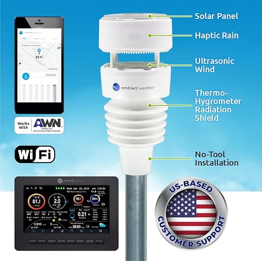 Ambient Weather WS-4000 Solar Powered UltraSonic Wi-Fi Weather Station - Image 2
