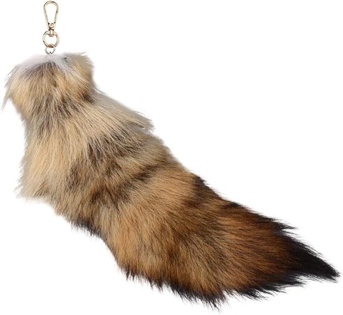 Fox Tail Keychain Long, Fluffy Therian Tail Faux Fur Keyring, Party Costume by Unknown