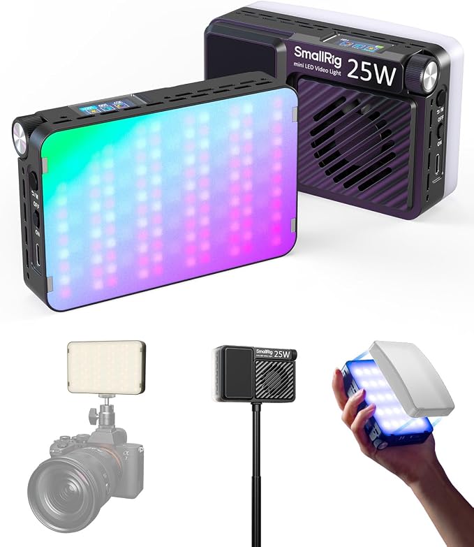 SmallRig RM 25C Mini LED RGB Video Light, 3100mAh Battery, HD LCD Display by SmallRig