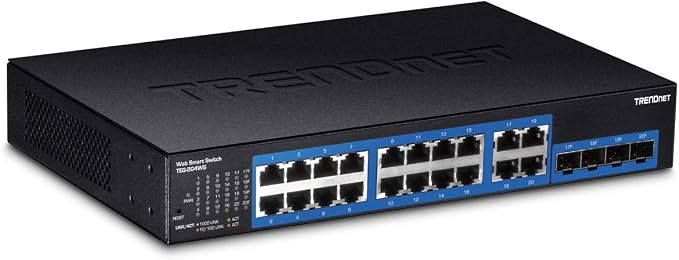 TRENDnet 20-Port Gigabit Web Smart Switch, 16 x Gigabit Ports, 4 x Shared by TRENDnet