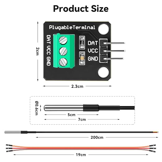 6 Pack DS18B20 Temperature Sensor High-Accuracy Stainless Steel Temperature - Image 6
