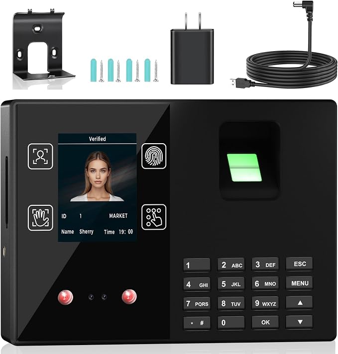 Time Clocks for Employees Small Business, Face + Fingerprint + Palm + PIN by Unknown
