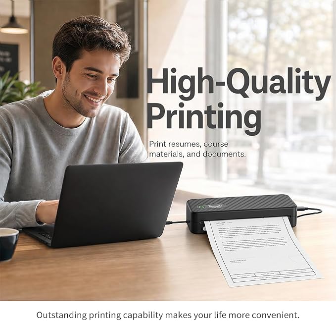 Portable Thermal Printer for Laptop, Inkless Bluetooth Printer Support 8.5" X - Image 2