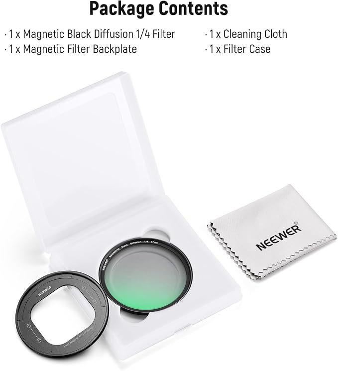 NEEWER 67mm Magnetic Black Diffusion 1/4 Filter Set, Compatible - Image 9