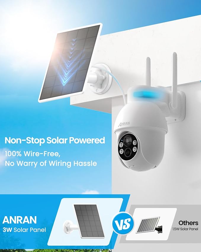 ANRAN 2K Solar Security Camera Wireless Outdoor, 2 Pack Battery-Powered WiFi - Image 3