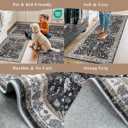 4x8 Rug Washable for Entryway Kitchen – Non-Slip Rubber Backed Area Rug for - Image 5