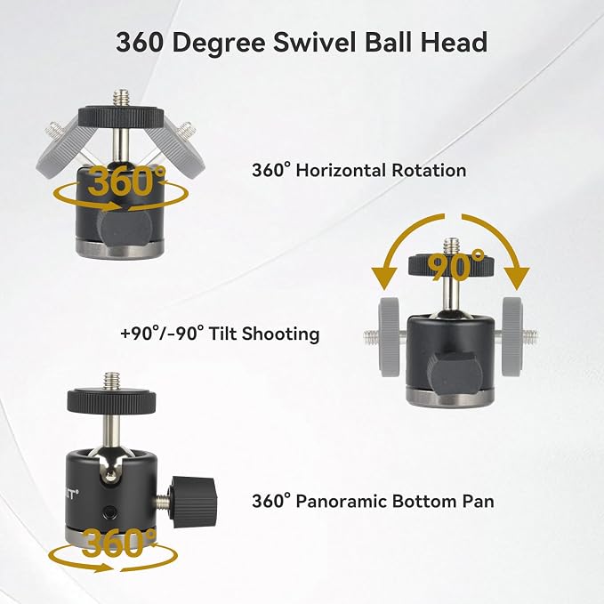 UTEBIT Super Clamp Mount with Mini Ball Head Mount, 1/4 Screw Hot Shoe Mount - Image 3