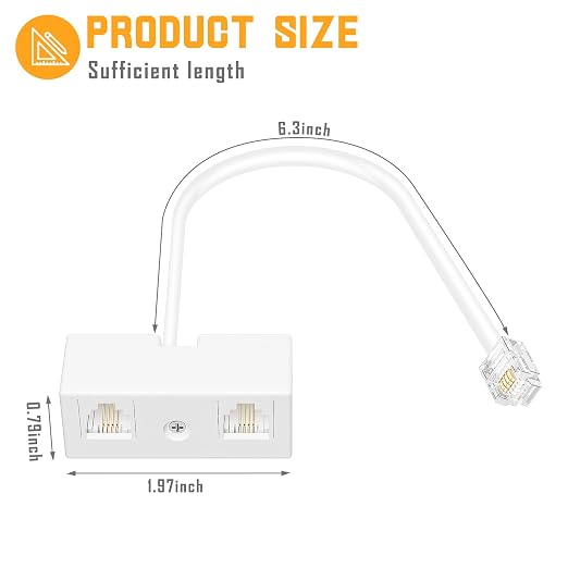 Uvital RJ11 Duplex Wall Jack Adapter Dual Phone Line Splitter, Two Way - Image 2