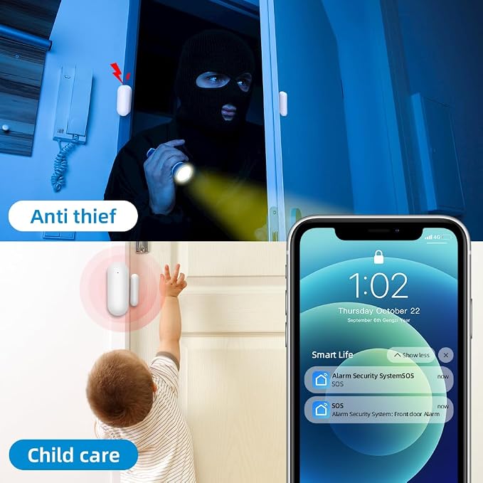 Door Window Alarm Sensors, Smart Life Tuya APP Control & Instant App Alerts - Image 7