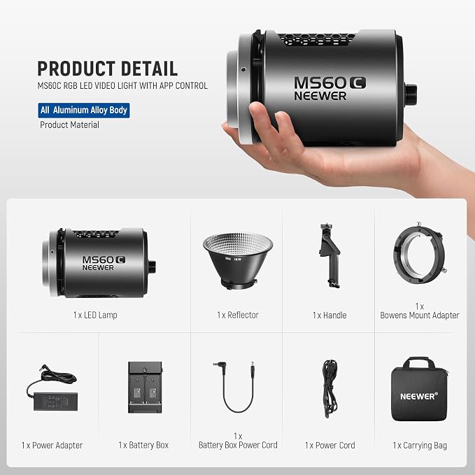 NEEWER MS60C RGBWW LED Video Light - Image 9