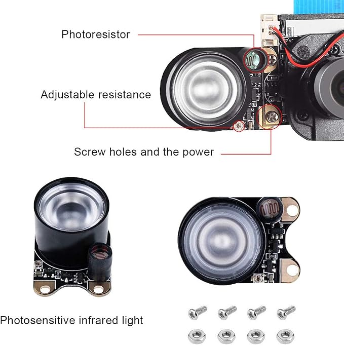 DORHEA Raspberry Pi 4 Camera Module Automatic IR-Cut Sensor Day/Night Vision - Image 5