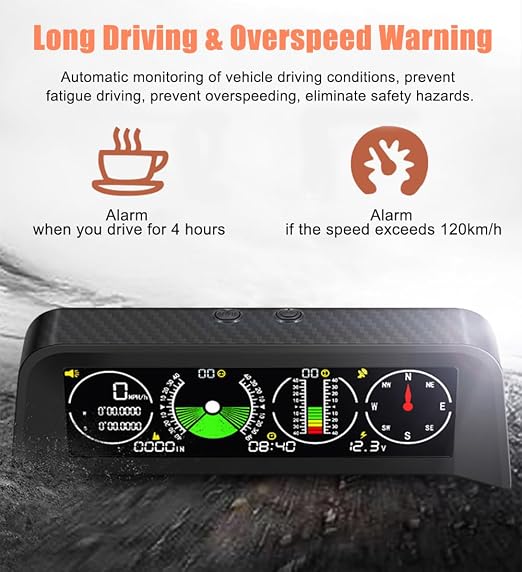 Car Inclinometer for Off-Road Driving Digital GPS Speedometer HUD, Pitch & Roll - Image 8