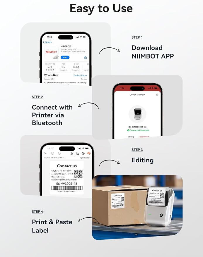 NIIMBOT B1 Label Maker, Portable Bluetooth Thermal Label Printer - Image 4