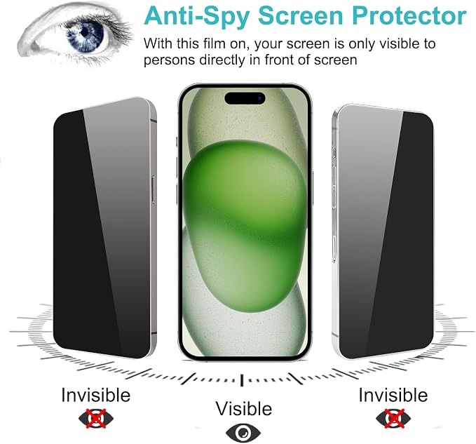 PEHAEL 2+2 Pack for iPhone 15 Plus Privacy Screen Protector - Image 4