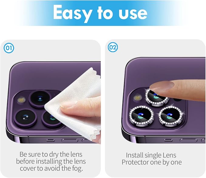 for iPhone 14 Pro/14 Pro Max Camera Lens Protector Bling, 9H Hardness - Image 7