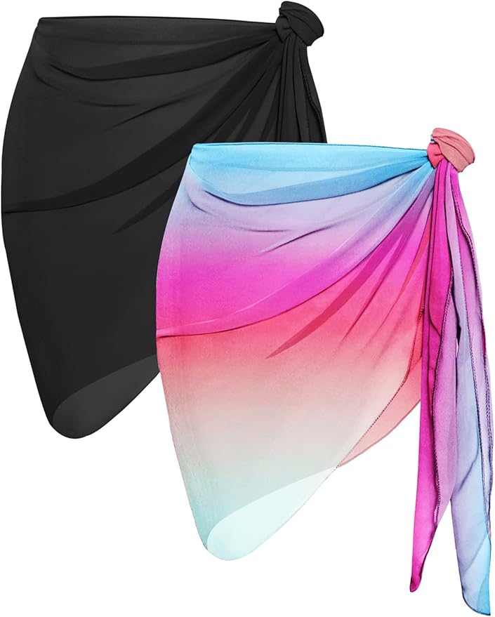 CHICGAL 2 Pieces Women Beach Sarong Bathing Suit Wrap Skirt Sheer Bikini by CHICGAL