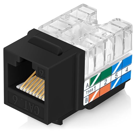 Everest 90° Angled RJ45 Cat6 Keystone Jacks 100-Pack in Black - Image 8
