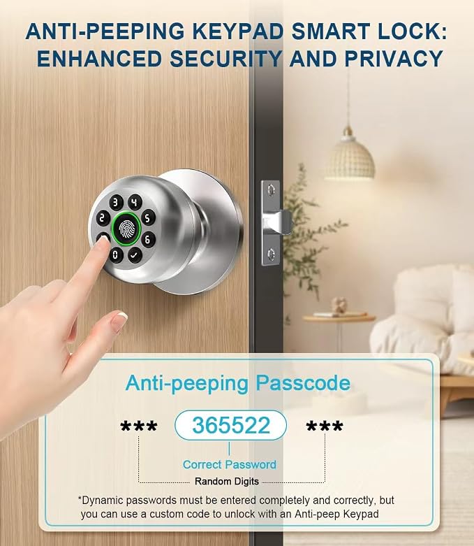 Fingerprint Door Lock, Smart Fingerprint Door Knob - Image 3