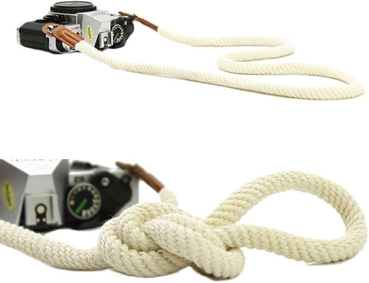 DOROM Vintage Handmade Cotton Leather Rope Camera Neck Strap by Unknown