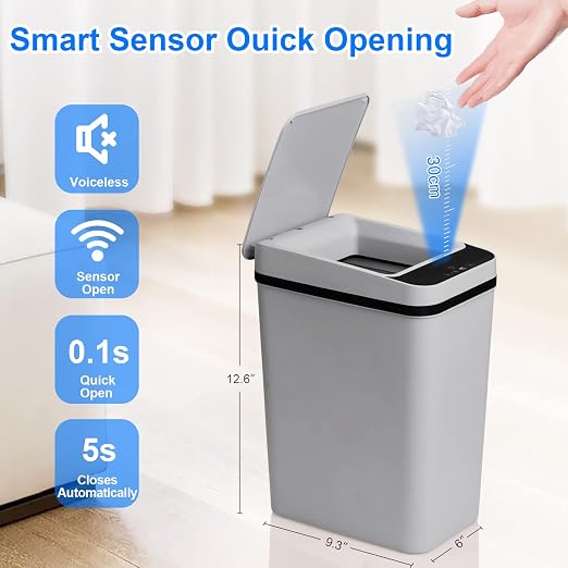 Anborry Smart Touchless Bathroom Trash Can 2.2 Gallon Automatic Motion Sensor - Image 4