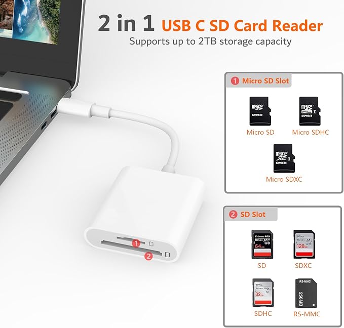 SD Card Reader USB C for iPhone 17/16/15 Series, AIDOUBARA Memory Card Reader - Image 2