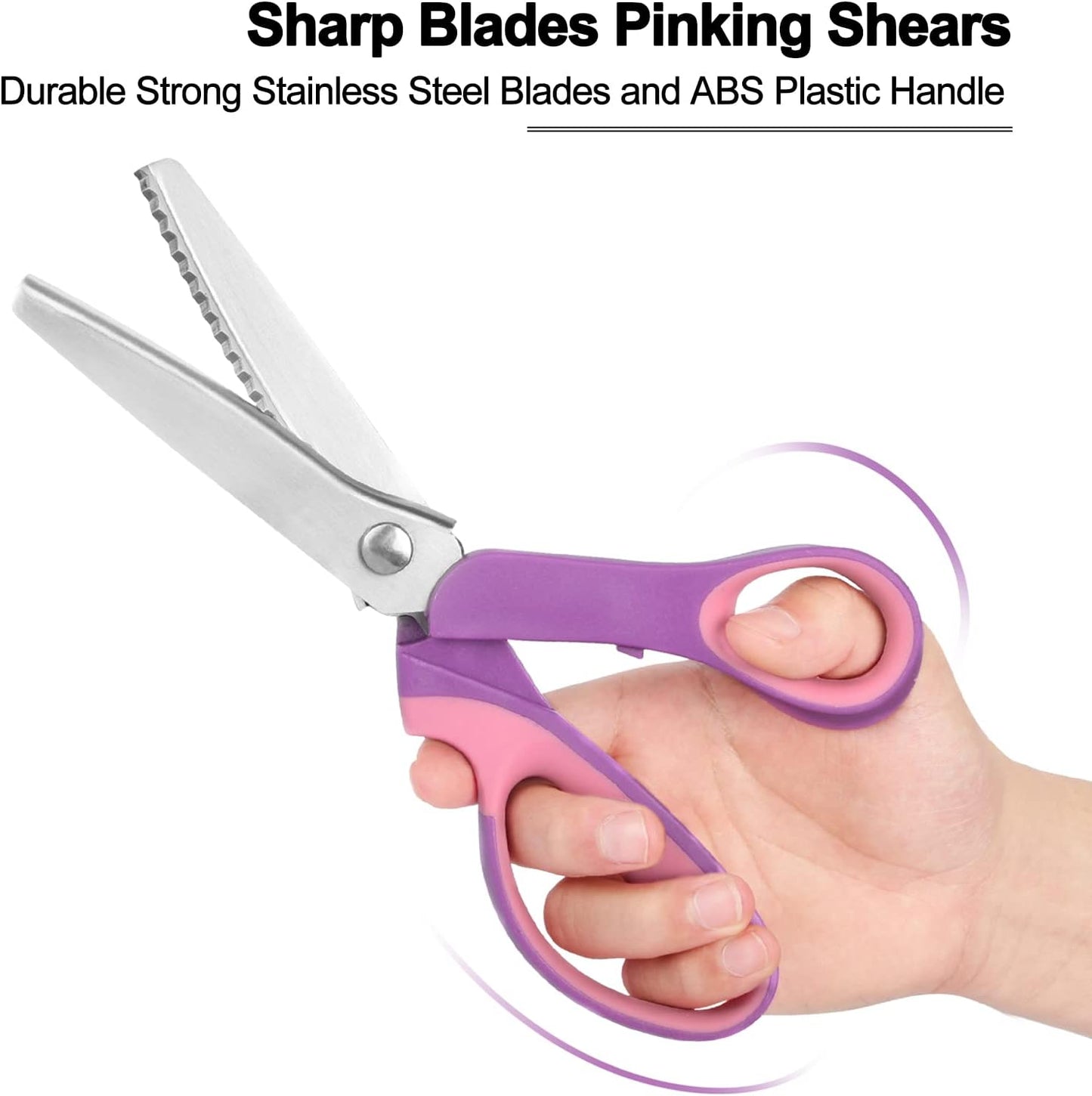 Pinking Shears for Fabric Cutting, Zig Zag Scissors, Scrapbook Scissors Decorative Edge for Adults, Great for Many Kinds of Sewing Fabrics Leather and Craft Paper, Professional Handheld Dressmaking