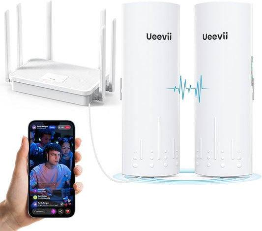 UeeVii CPE450 Wireless Bridge and WR3000K WiFi Router Kit, 5.8G 3KM Point to by UeeVii