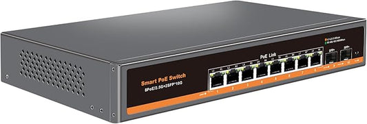 2.5G Unmanaged PoE Switch with 8 x 2.5G Base-T Ports and 2 x 10G SFP Uplink Port by Davuaz