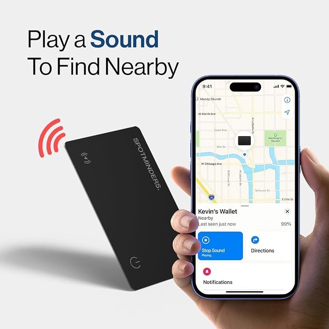 SPOTMINDERS Apple MFI Certified Wallet Tracking Card Black 4-Pack - Image 4