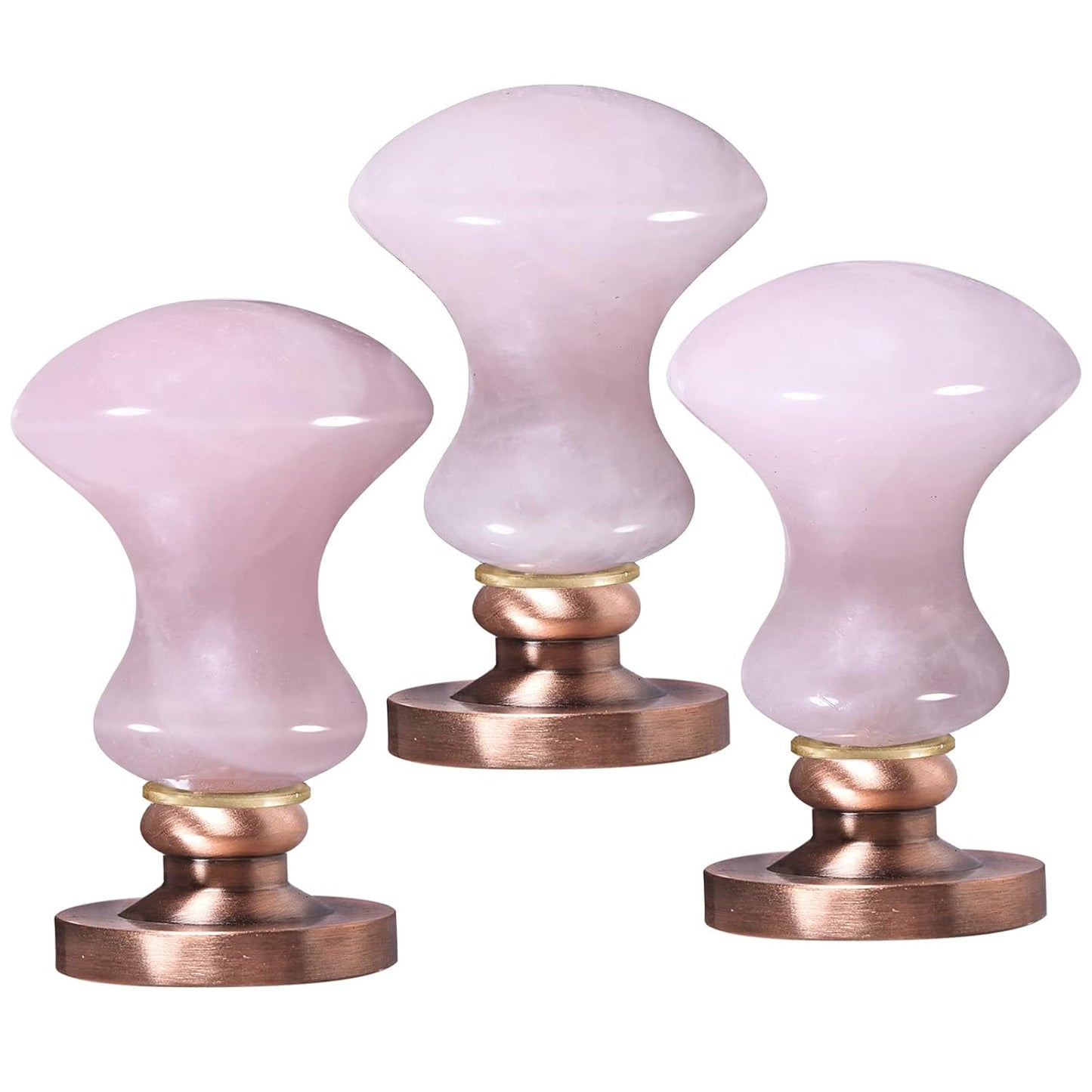 Rockcloud Wax Seal Stamps, 4 Pieces Copper Seals with Rose Quartz Handle, Christmas Theme, Pink