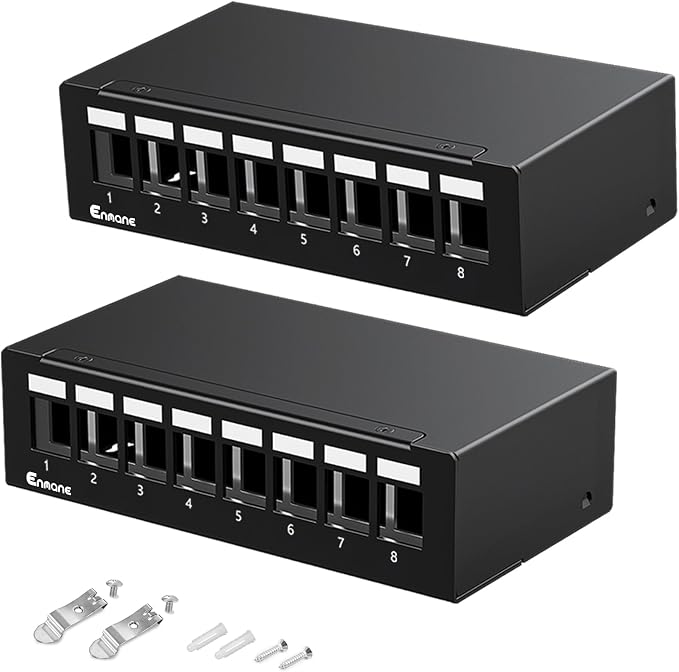 Patch Panel 8 Port Blank Keystone Patch Panel STP&UTP Compatible by Enmane
