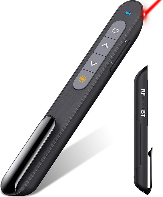 Dinofire Wireless Presenter, 2.4GHz RF + Bluetooth Presentation Clicker by DinoFire