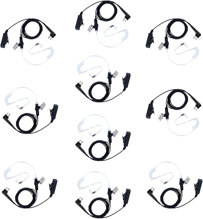 10 PCS CLS1110 Acoustic Tube Surveillance Earpiece/Headset by KEYBLU