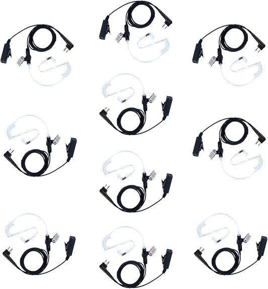 10 PCS CLS1110 Acoustic Tube Surveillance Earpiece/Headset by KEYBLU