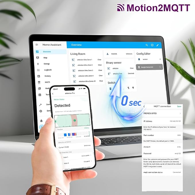 eMotion Pro Presence Sensor, 24GHz mmWave Radar WiFi Smart Motion Sensor - Image 5