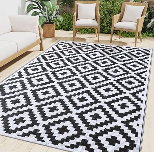 Smiry Outdoor Rug 8x10 ft Waterproof Reversible Boho Mat by Smiry