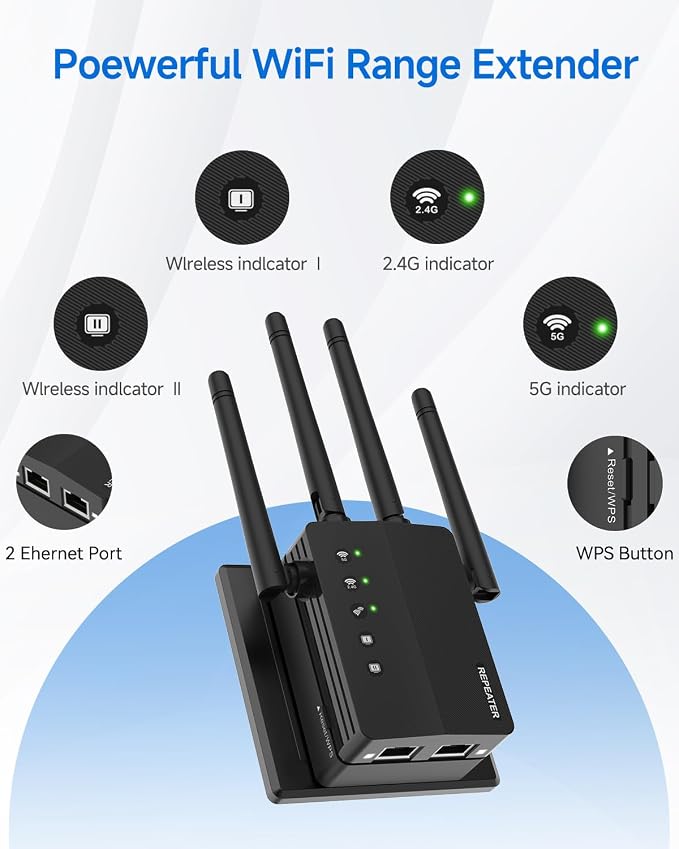 1200Mbps WiFi Extender Signal Booster, 12880 Sq.Ft Reach - Image 7